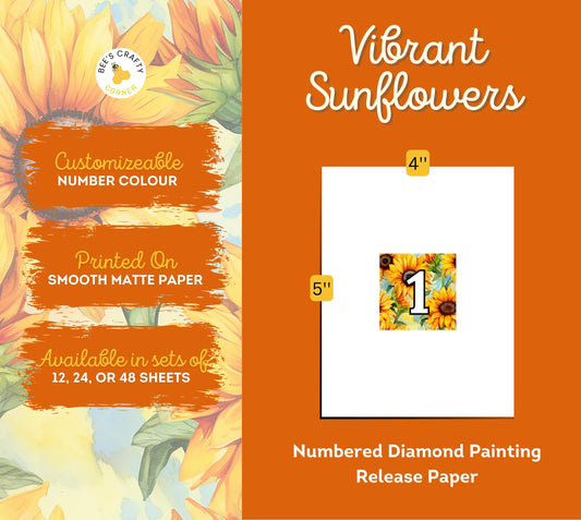 RELEASE PAPER | Vibrant Sunflowers - Numbered Diamond Painting Release Paper