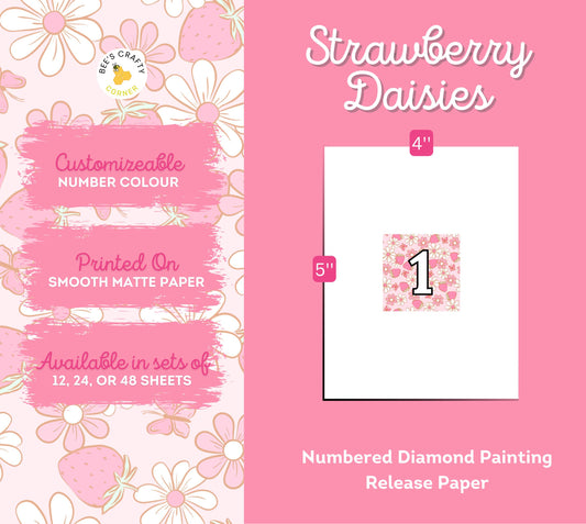 RELEASE PAPER | Strawberry Daisies - Numbered Diamond Painting Release Paper