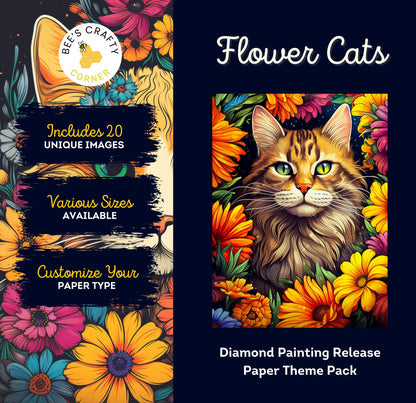RELEASE PAPER | Flower Cats - Theme Pack Reusable Diamond Painting Release Paper