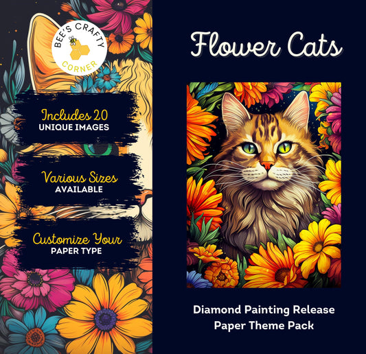 RELEASE PAPER | Flower Cats - Theme Pack Reusable Diamond Painting Release Paper