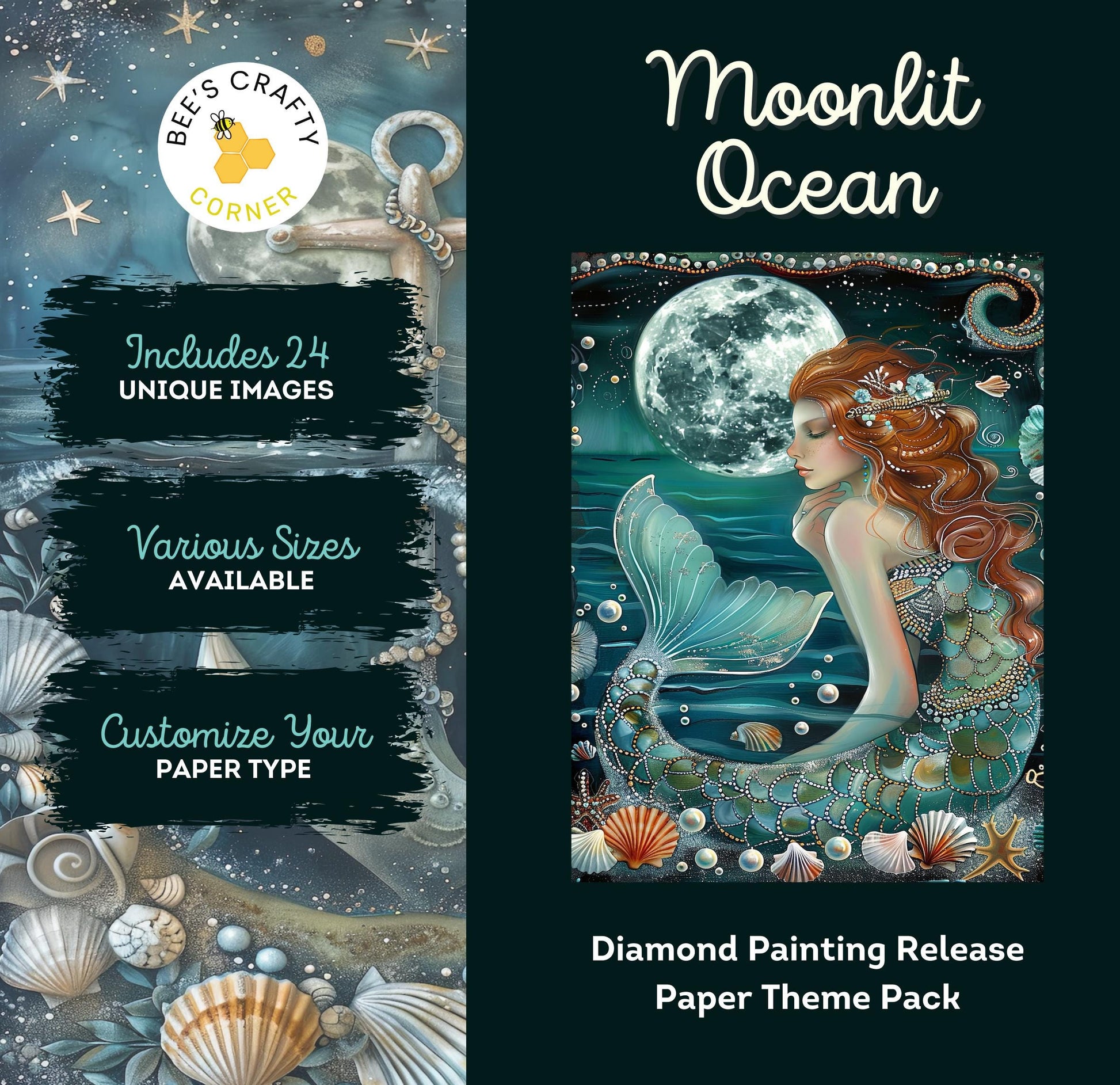 RELEASE PAPER | Moonlit Ocean - Theme Pack Reusable Diamond Painting Release Paper