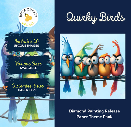 RELEASE PAPER | Quirky Birds - Theme Pack Reusable Diamond Painting Release Paper
