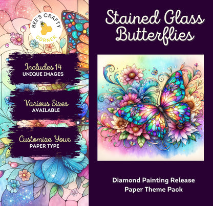 RELEASE PAPER | Stained Glass Butterflies - Theme Pack Reusable Diamond Painting Release Paper