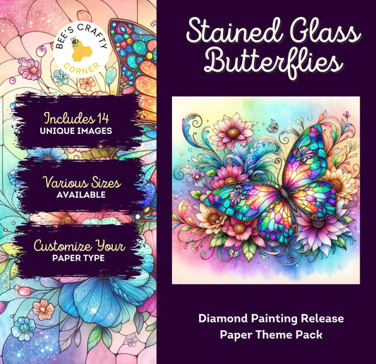 RELEASE PAPER | Stained Glass Butterflies - Theme Pack Reusable Diamond Painting Release Paper