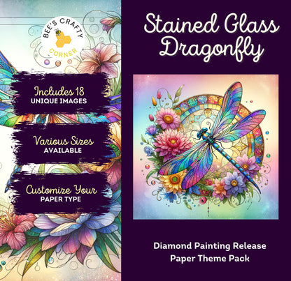 RELEASE PAPER | Stained Glass Dragonfly - Theme Pack Reusable Diamond Painting Release Paper