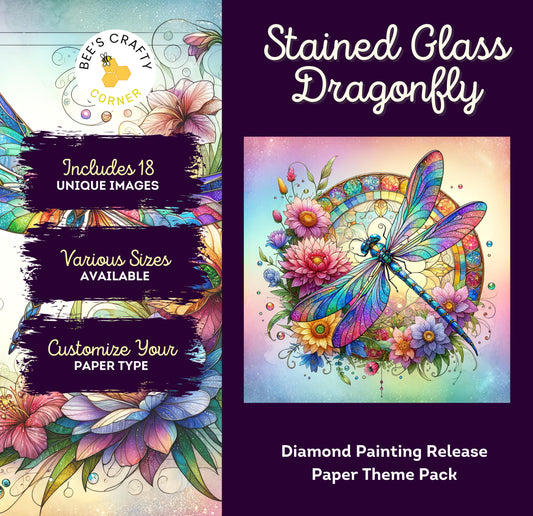 RELEASE PAPER | Stained Glass Dragonfly - Theme Pack Reusable Diamond Painting Release Paper