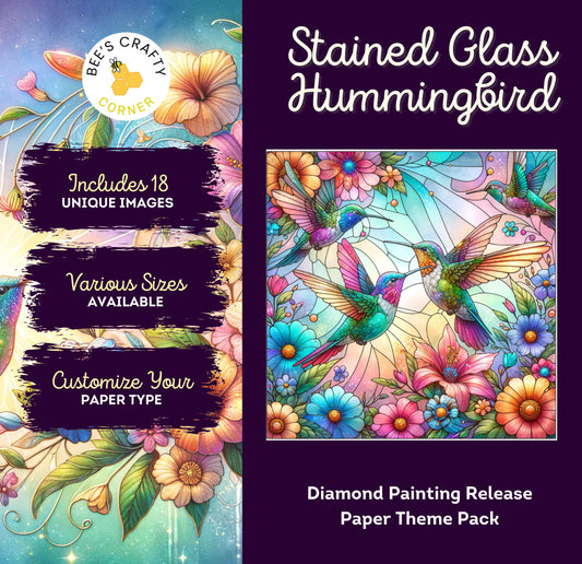 RELEASE PAPER | Stained Glass Hummingbird - Theme Pack Reusable Diamond Painting Release Paper
