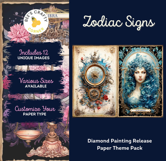 RELEASE PAPER | Zodiac Signs - Theme Pack Reusable Diamond Painting Release Paper