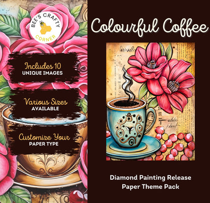RELEASE PAPER | Colourful Coffee - Theme Pack Reusable Diamond Painting Release Paper