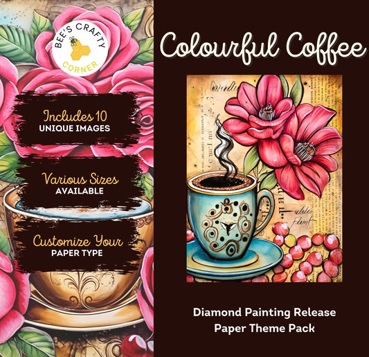 RELEASE PAPER | Colourful Coffee - Theme Pack Reusable Diamond Painting Release Paper