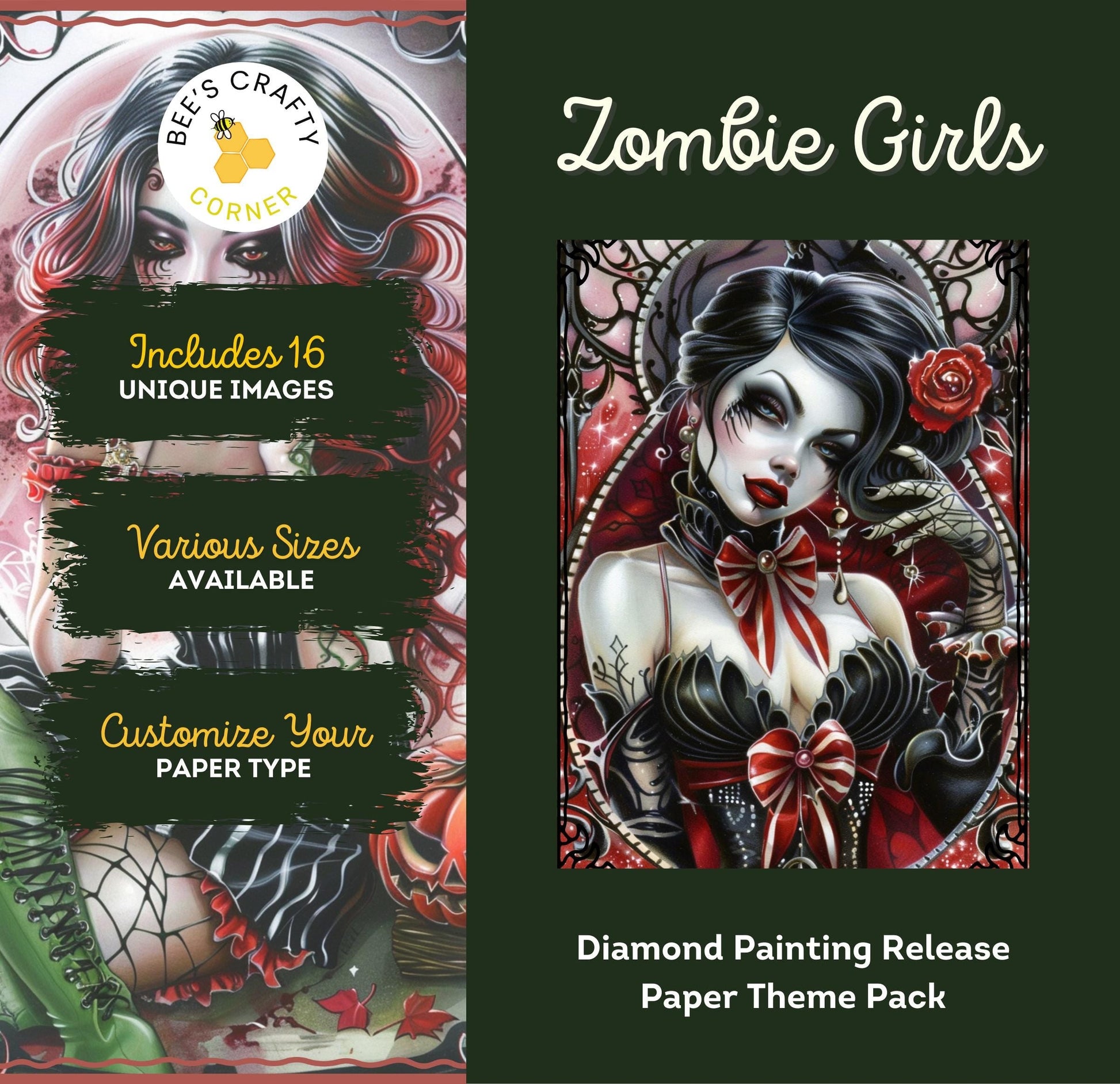 RELEASE PAPER | Zombie Girls - Theme Pack Reusable Diamond Painting Release Paper