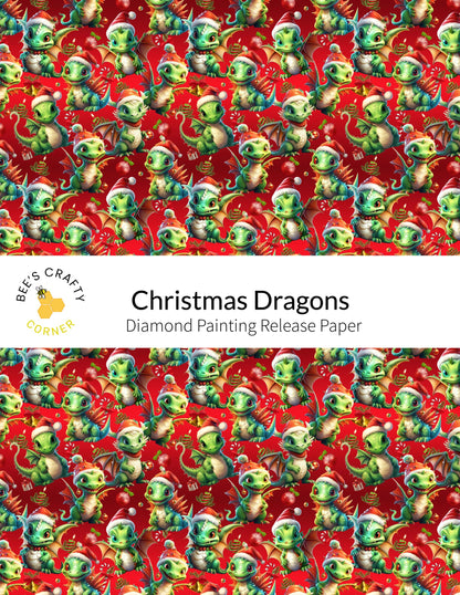 RELEASE PAPER | Christmas Dragons - Reusable Patterned Diamond Painting Release Paper