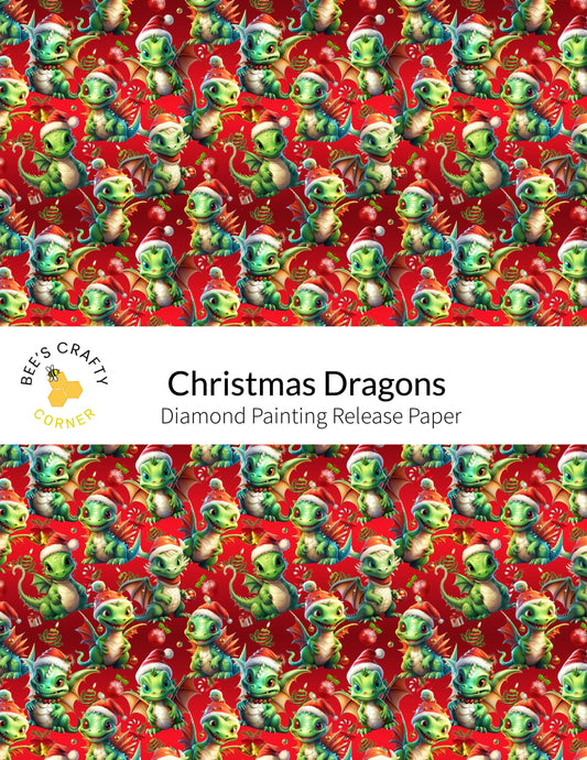 RELEASE PAPER | Christmas Dragons - Reusable Patterned Diamond Painting Release Paper
