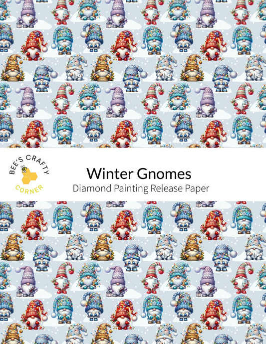 RELEASE PAPER | Winter Gnomes - Reusable Patterned Diamond Painting Release Paper