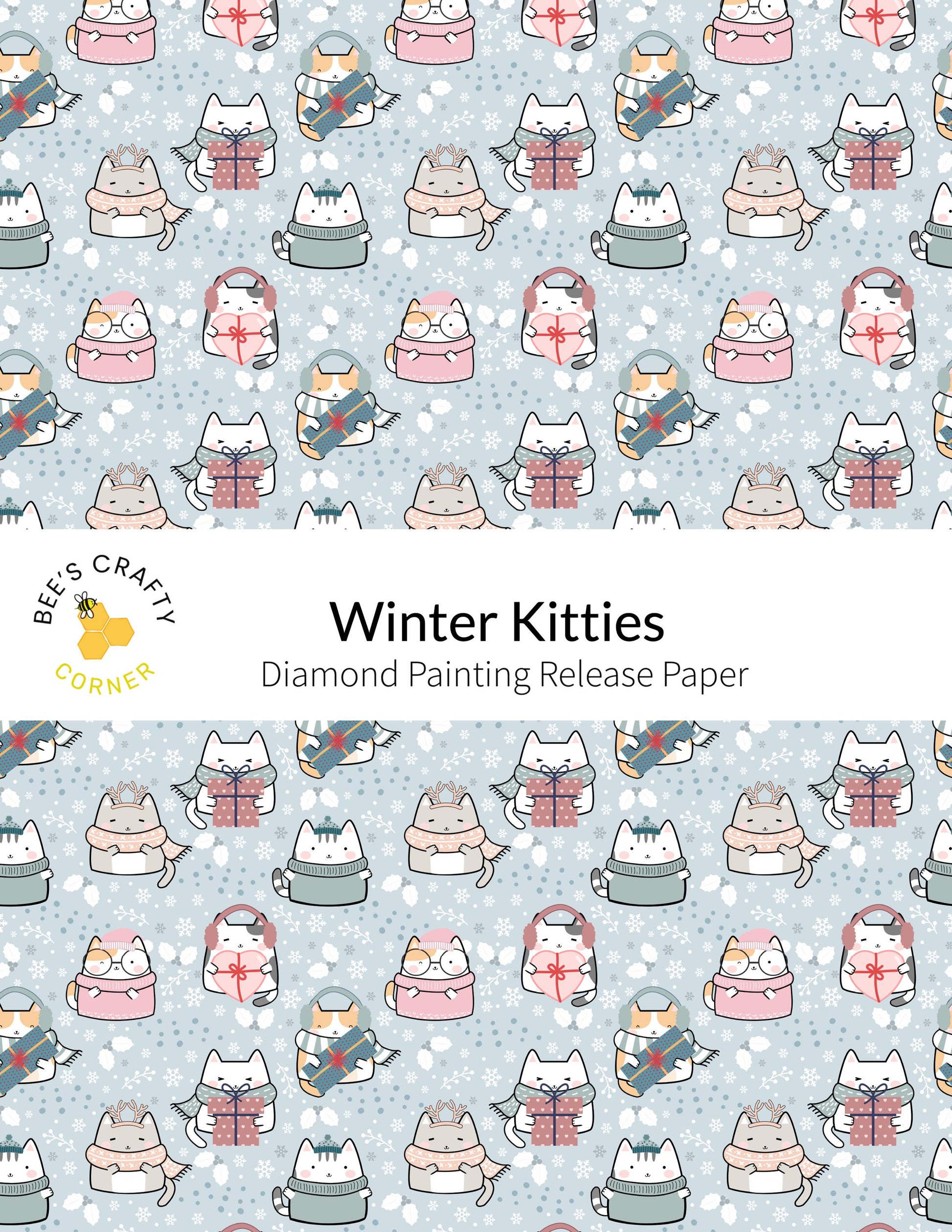 RELEASE PAPER | Winter Kitties - Reusable Patterned Diamond Painting Release Paper