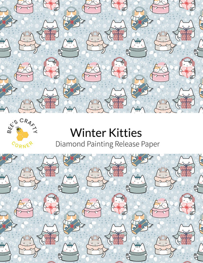RELEASE PAPER | Winter Kitties - Reusable Patterned Diamond Painting Release Paper