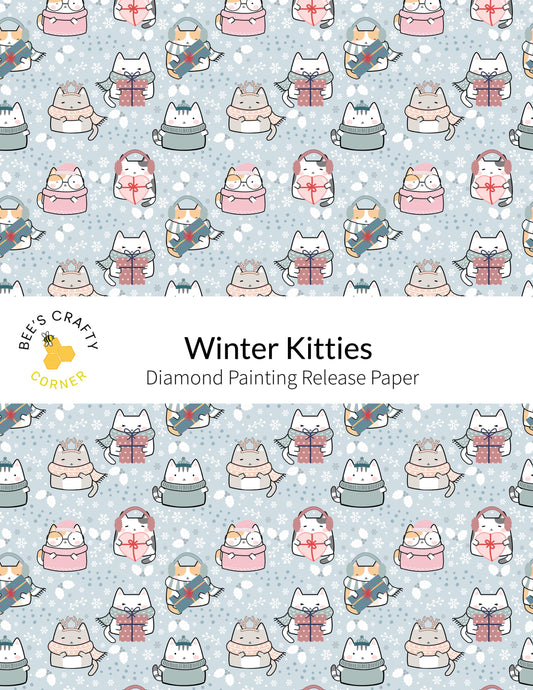 RELEASE PAPER | Winter Kitties - Reusable Patterned Diamond Painting Release Paper