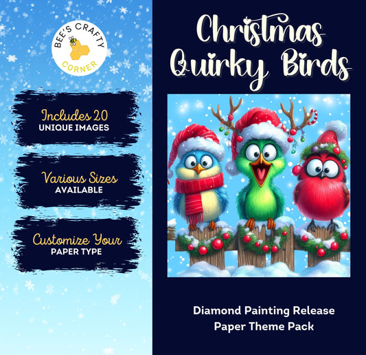 RELEASE PAPER | Christmas Quirky Birds - Theme Pack Reusable Diamond Painting Release Paper