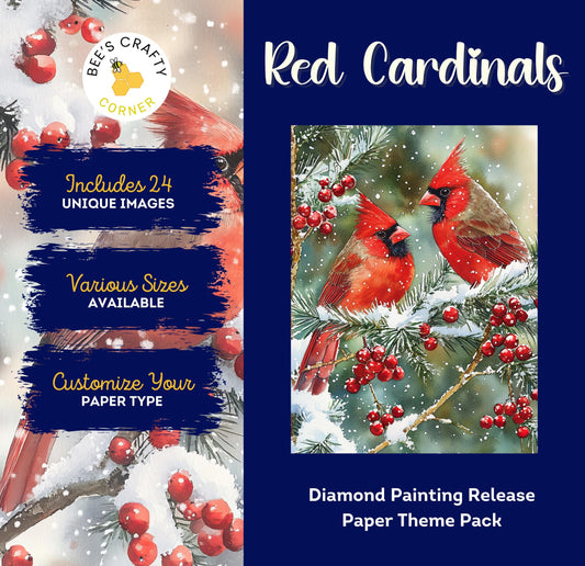RELEASE PAPER | Red Cardinals - Theme Pack Reusable Diamond Painting Release Paper