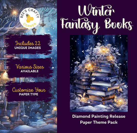 RELEASE PAPER | Winter Fantasy Books - Theme Pack Reusable Diamond Painting Release Paper