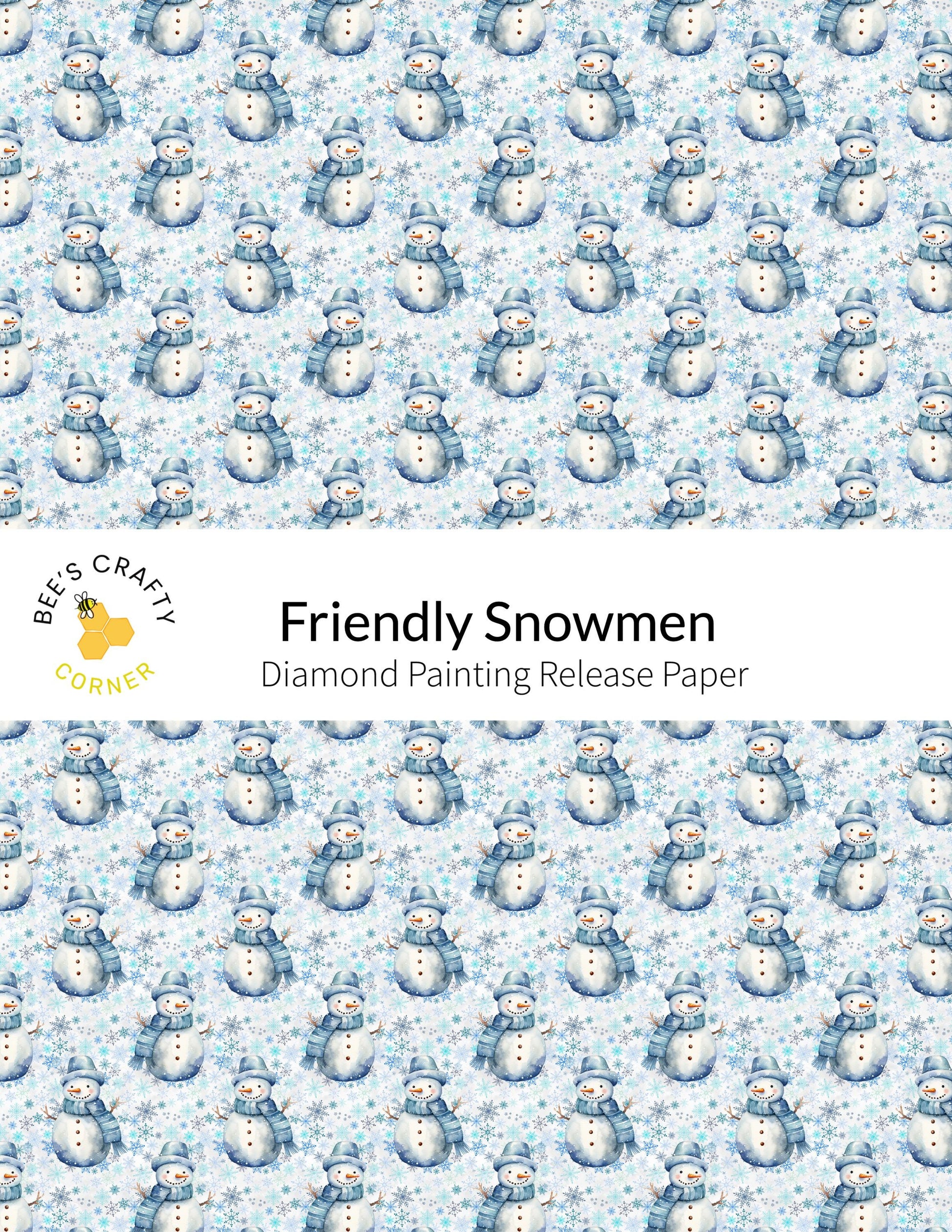 RELEASE PAPER | Friendly Snowmen - Reusable Patterned Diamond Painting Release Paper
