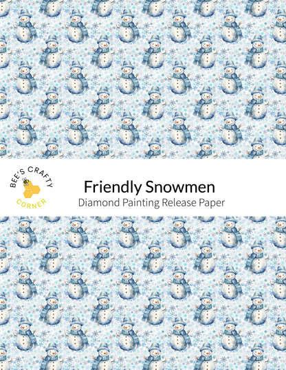 RELEASE PAPER | Friendly Snowmen - Reusable Patterned Diamond Painting Release Paper