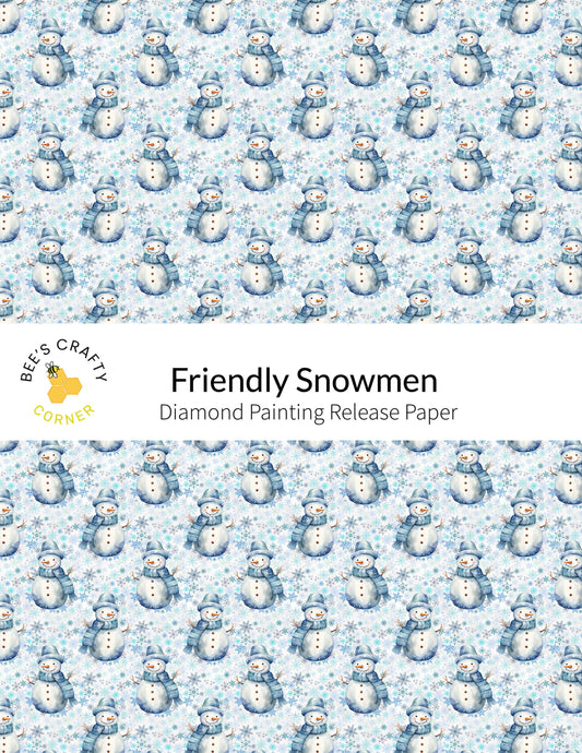 RELEASE PAPER | Friendly Snowmen - Reusable Patterned Diamond Painting Release Paper