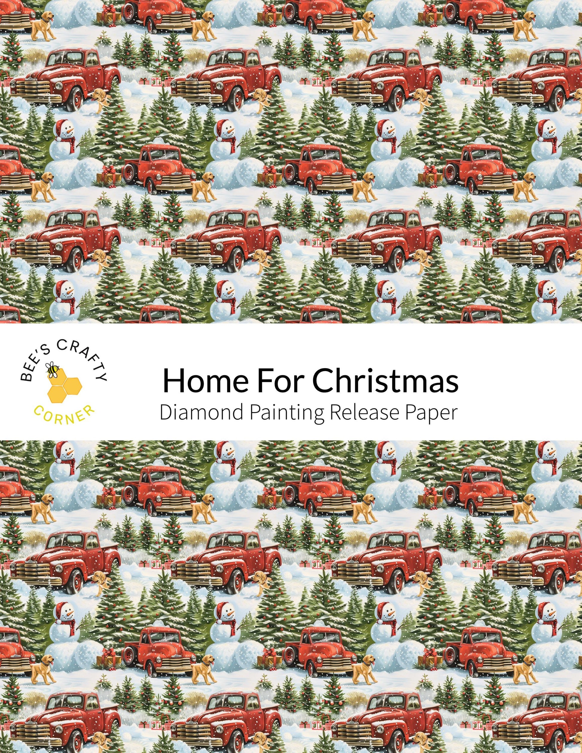 RELEASE PAPER | Home For Christmas - Reusable Patterned Diamond Painting Release Paper