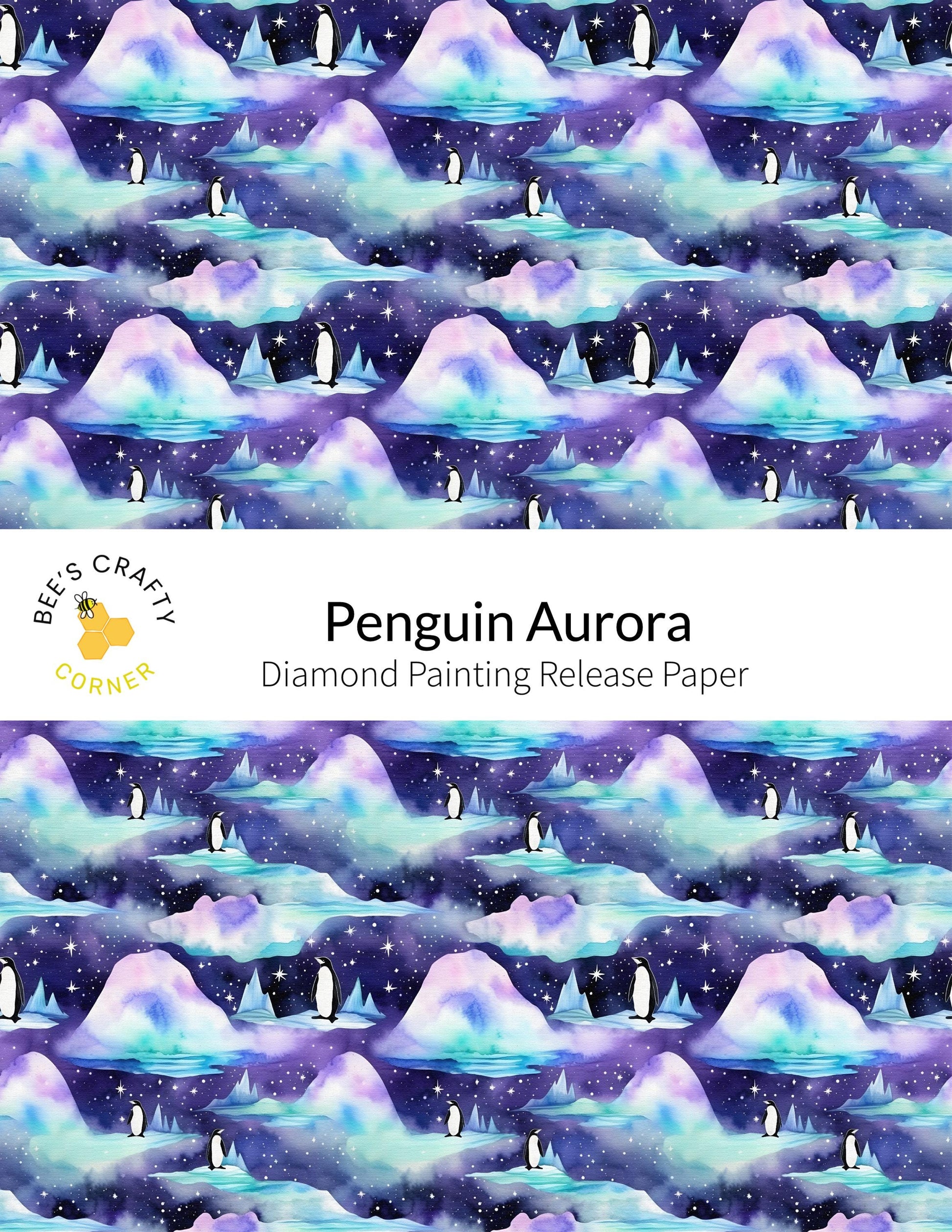 RELEASE PAPER | Penguin Aurora - Reusable Patterned Diamond Painting Release Paper