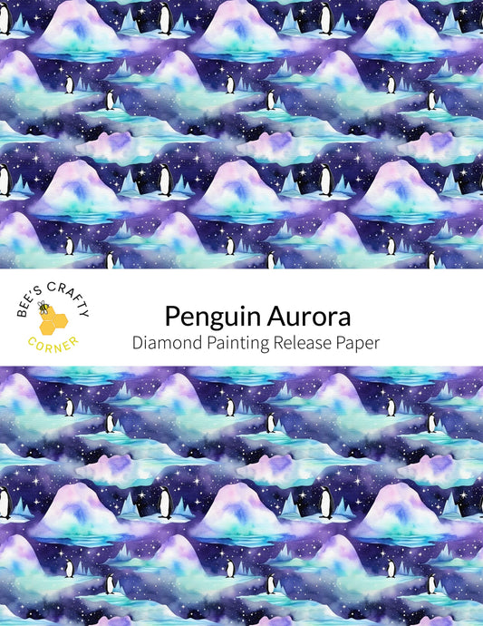 RELEASE PAPER | Penguin Aurora - Reusable Patterned Diamond Painting Release Paper