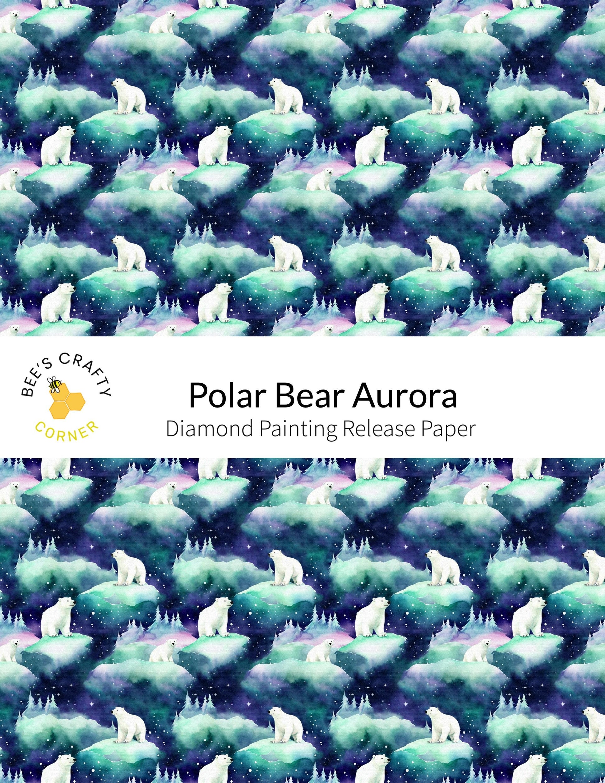 RELEASE PAPER | Polar Bear Aurora - Reusable Patterned Diamond Painting Release Paper