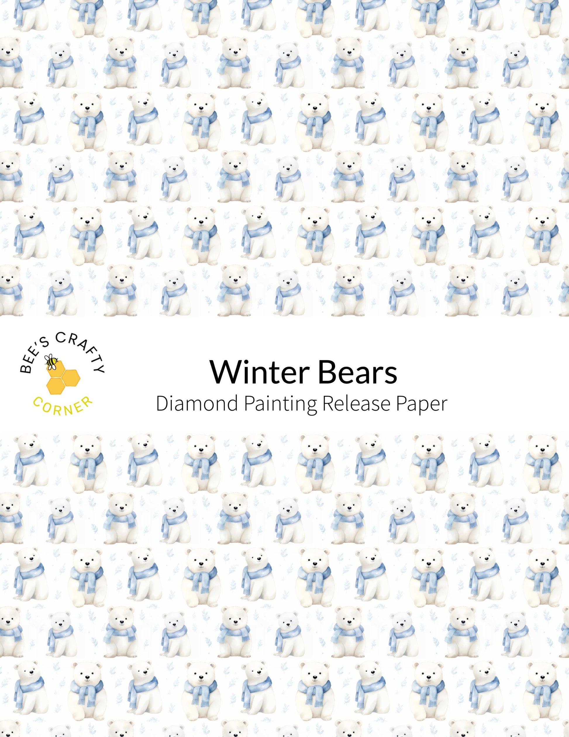 RELEASE PAPER | Winter Bears - Reusable Patterned Diamond Painting Release Paper