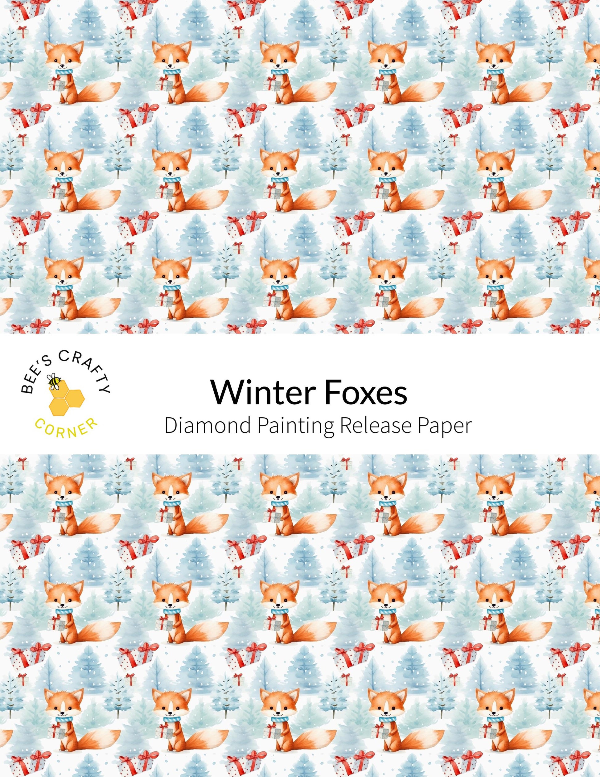 RELEASE PAPER | Winter Foxes - Reusable Patterned Diamond Painting Release Paper