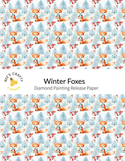 RELEASE PAPER | Winter Foxes - Reusable Patterned Diamond Painting Release Paper