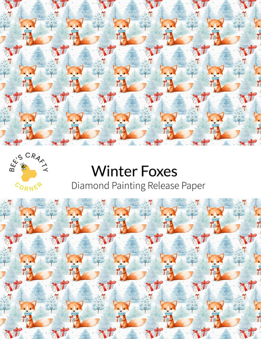 RELEASE PAPER | Winter Foxes - Reusable Patterned Diamond Painting Release Paper