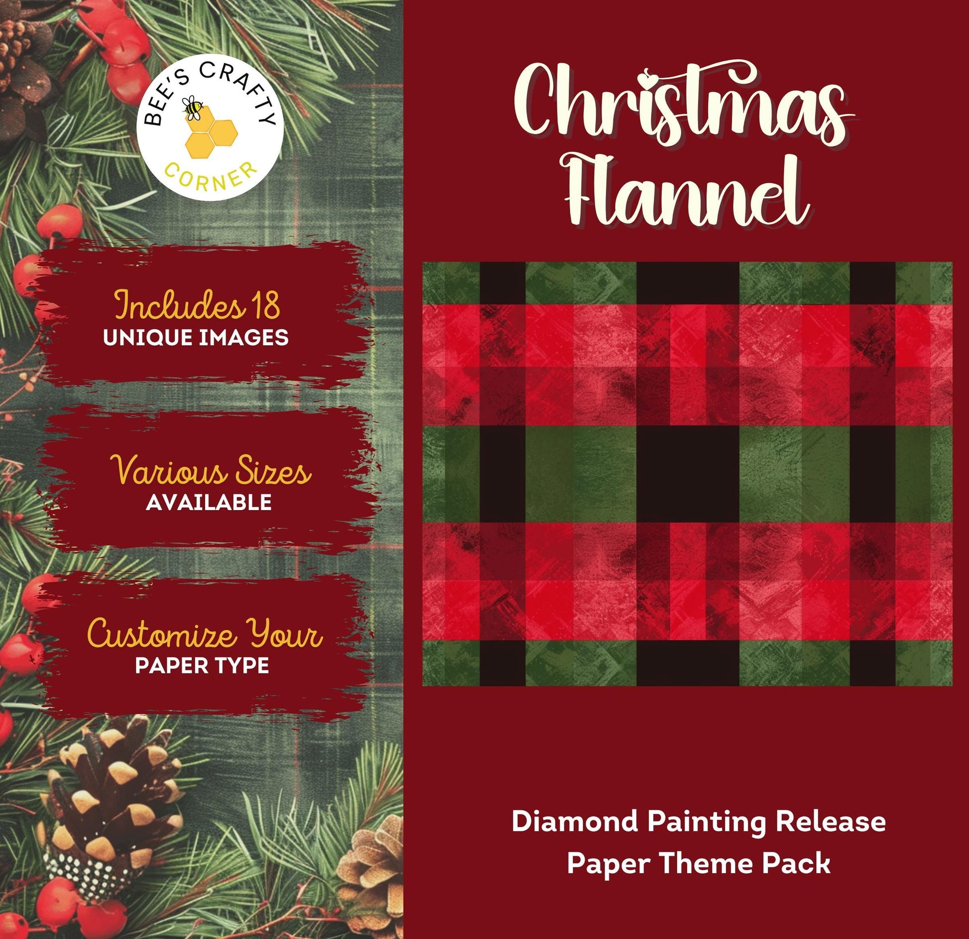 RELEASE PAPER | Christmas Flannel - Theme Pack Reusable Diamond Painting Release Paper