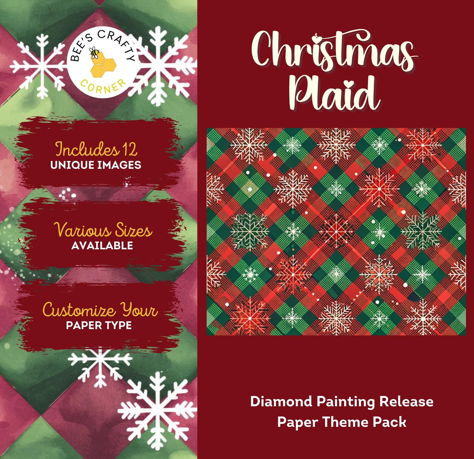 RELEASE PAPER | Christmas Plaid - Theme Pack Reusable Diamond Painting Release Paper