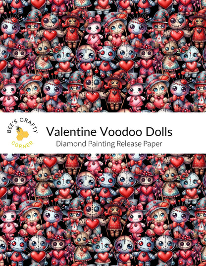 RELEASE PAPER | Valentine Voodoo Dolls - Reusable Patterned Diamond Painting Release Paper