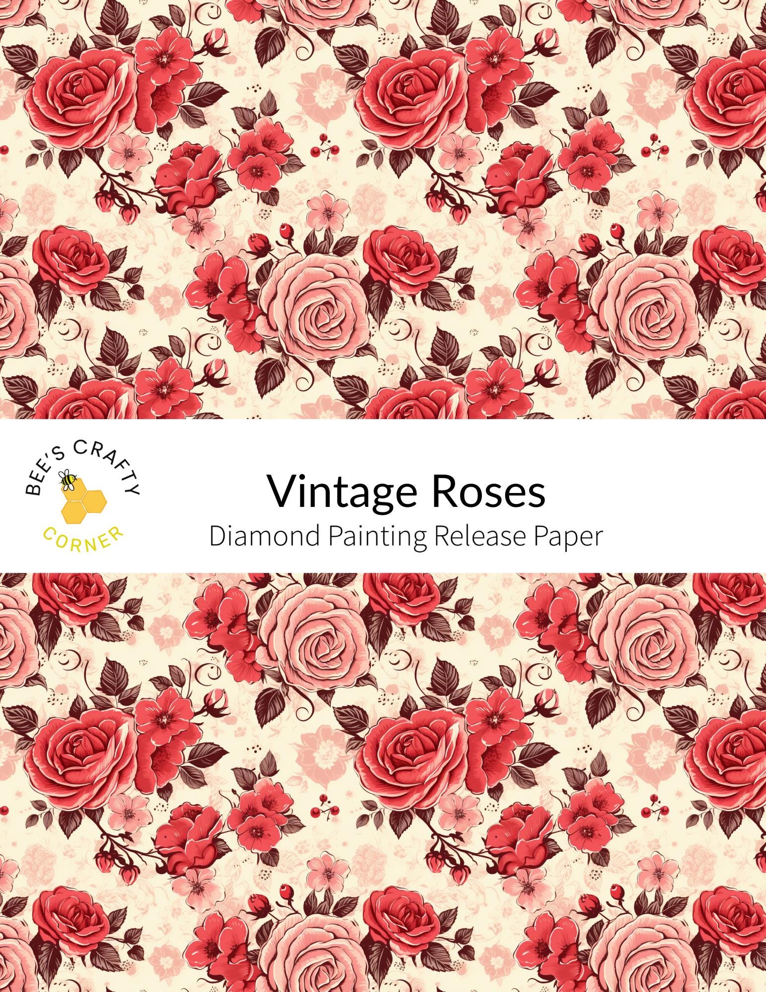 RELEASE PAPER | Vintage Roses - Reusable Patterned Diamond Painting Release Paper