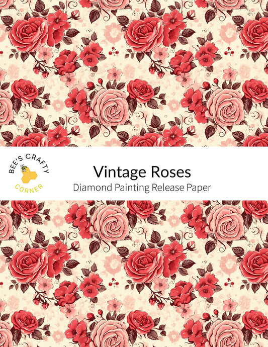 RELEASE PAPER | Vintage Roses - Reusable Patterned Diamond Painting Release Paper