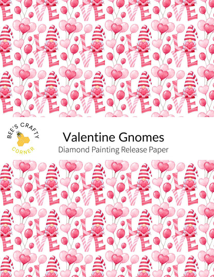 RELEASE PAPER | Valentine Gnomes - Reusable Patterned Diamond Painting Release Paper