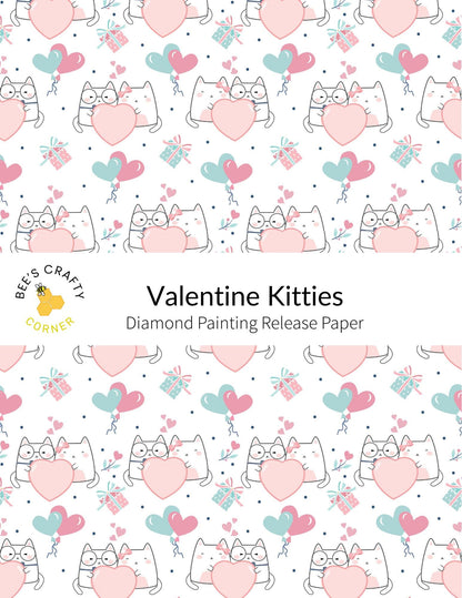 RELEASE PAPER | Valentine Kitties - Reusable Patterned Diamond Painting Release Paper