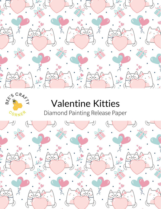 RELEASE PAPER | Valentine Kitties - Reusable Patterned Diamond Painting Release Paper