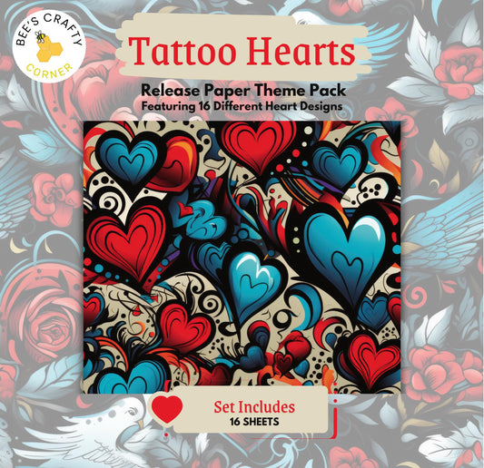RELEASE PAPER | Tattoo Hearts - Theme Pack Reusable Diamond Painting Release Paper