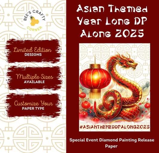 RELEASE PAPER | Asian Themed Year Long DP Along 2025 Event Release Papers - Reusable Patterned Diamond Painting Release Paper