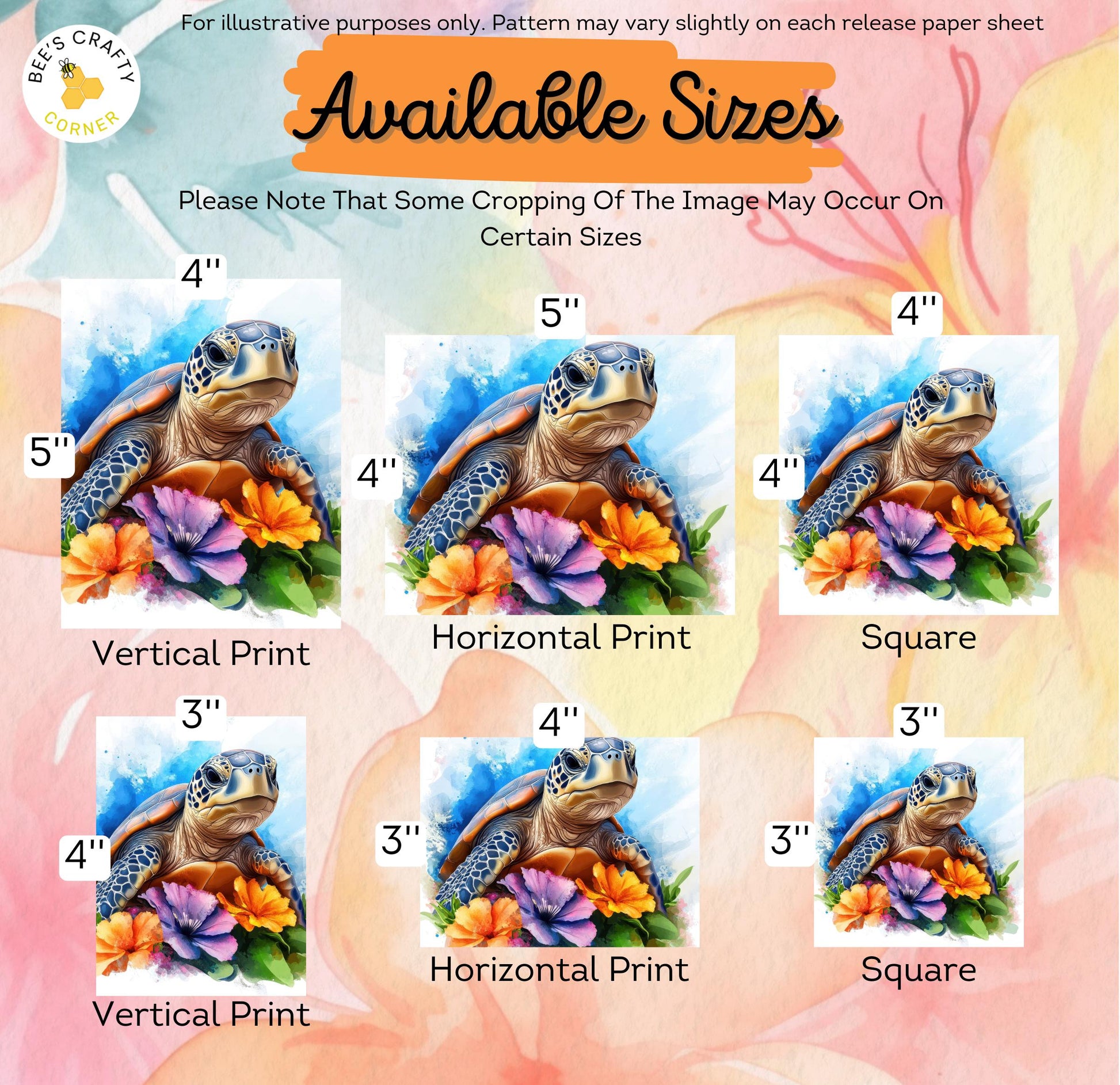 RELEASE PAPER | Floral Turtles - Theme Pack Reusable Diamond Painting Release Paper
