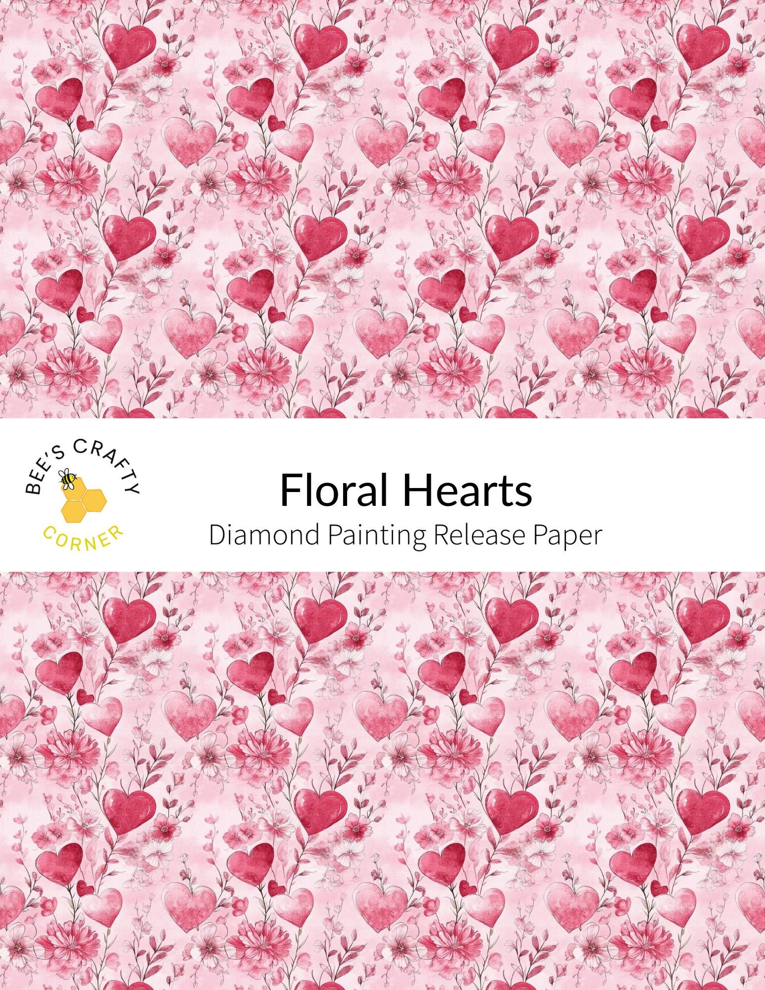 RELEASE PAPER | Floral Hearts - Reusable Patterned Diamond Painting Release Paper