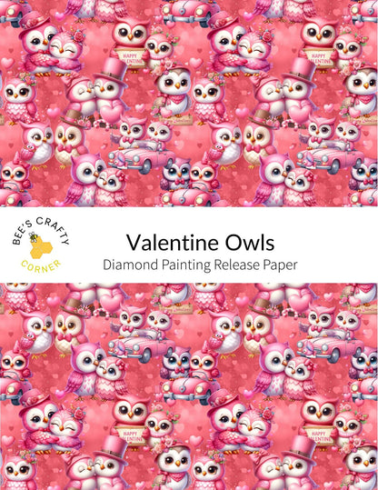 RELEASE PAPER | Valentine Owls - Reusable Patterned Diamond Painting Release Paper