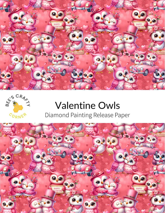 RELEASE PAPER | Valentine Owls - Reusable Patterned Diamond Painting Release Paper