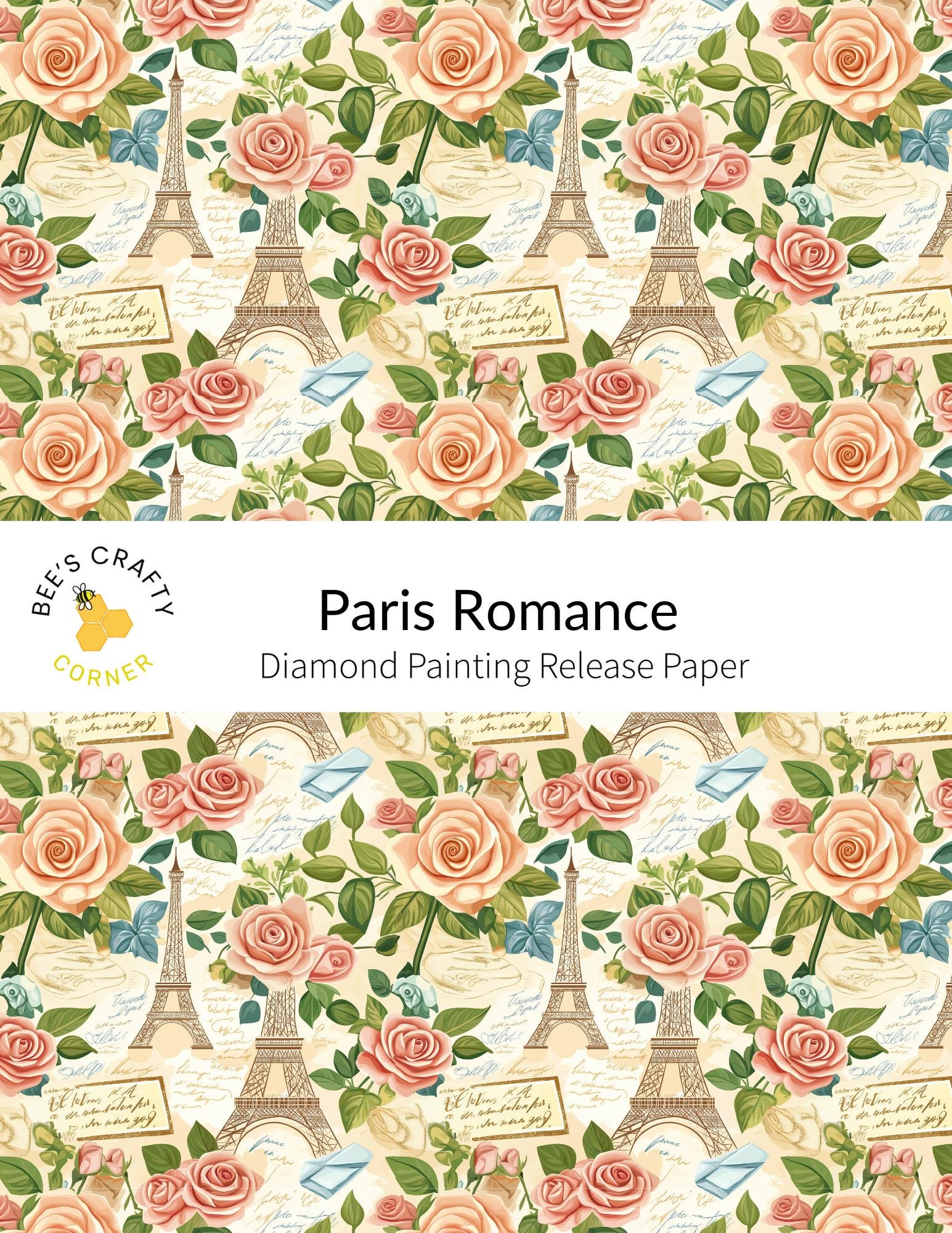 RELEASE PAPER | Paris Romance - Reusable Patterned Diamond Painting Release Paper